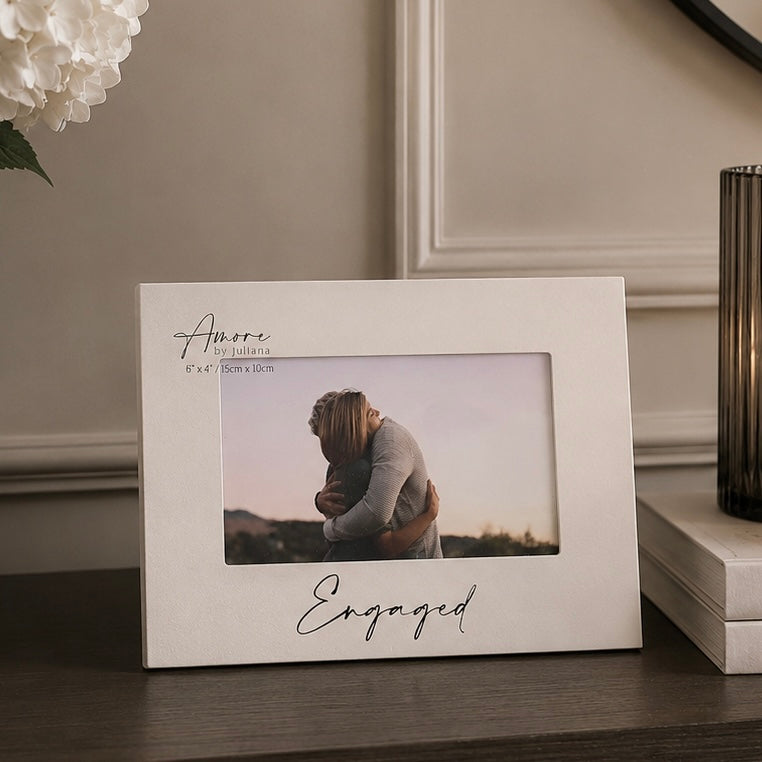 'Engaged' Decorative White Photo Frame