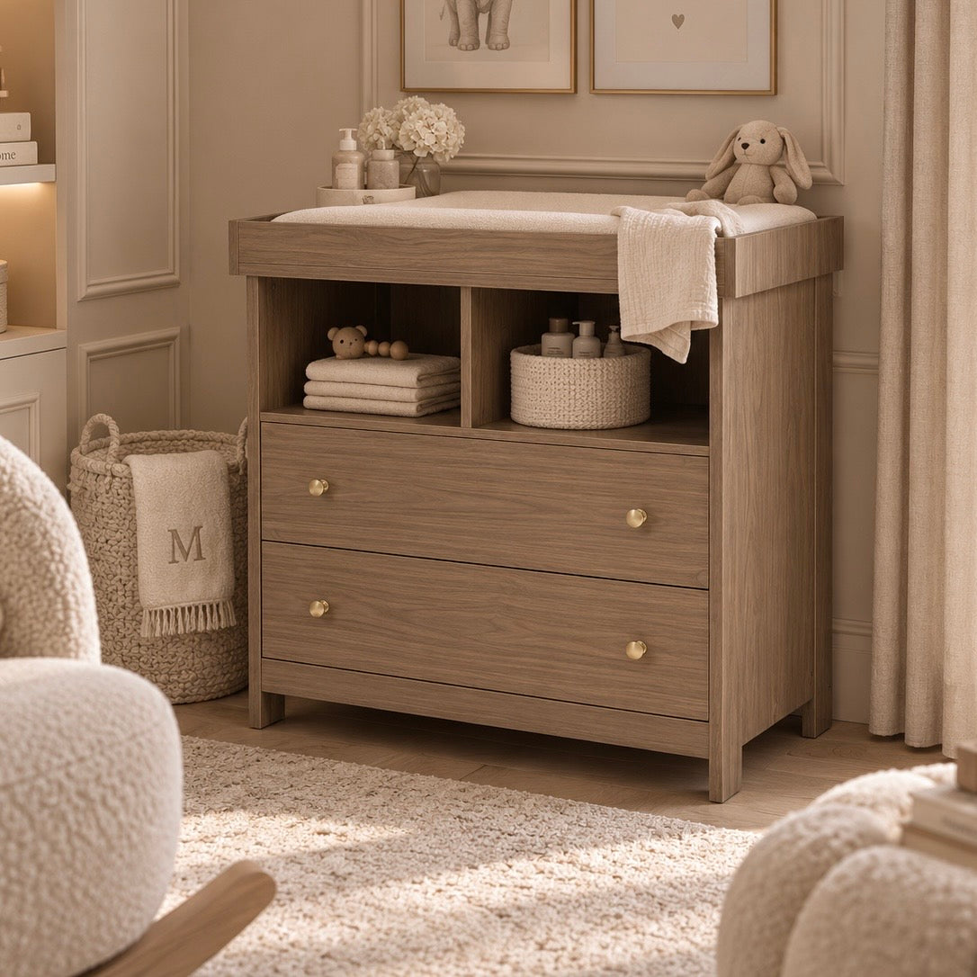 Walden Taupe Wooden 2 Drawer Changing Unit