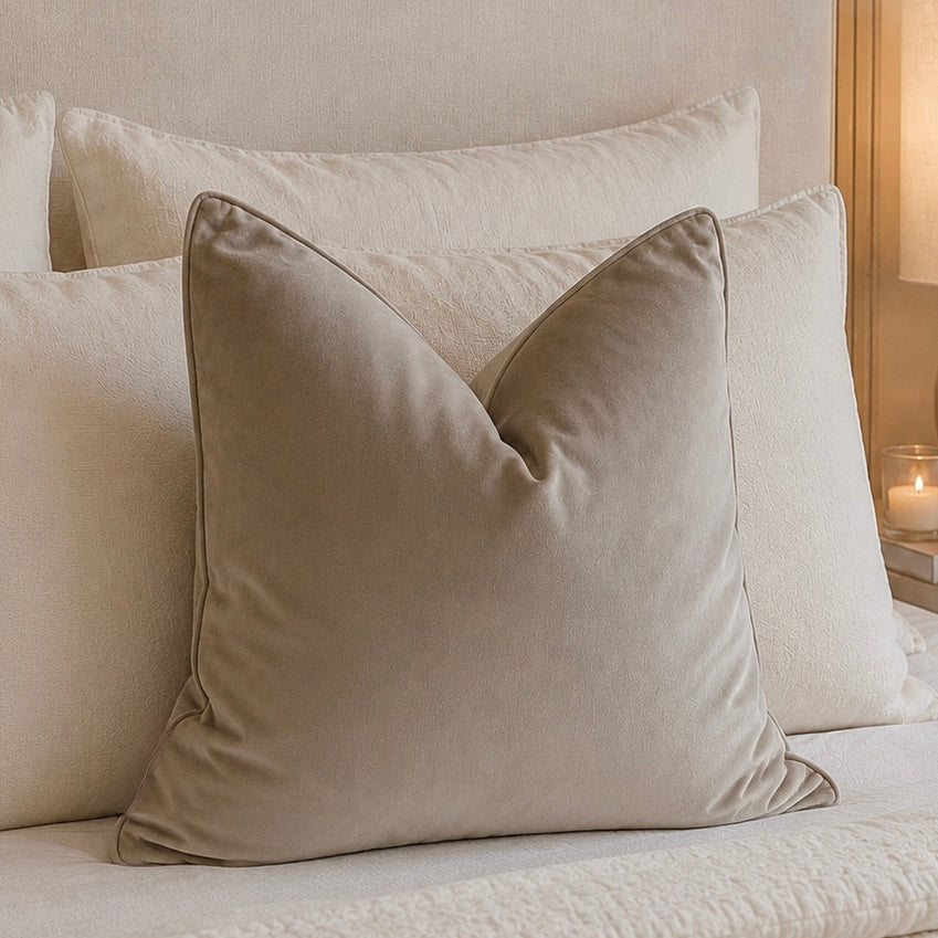 Juniper Mink Velvet Feather Filled Cushion- 45x45cm