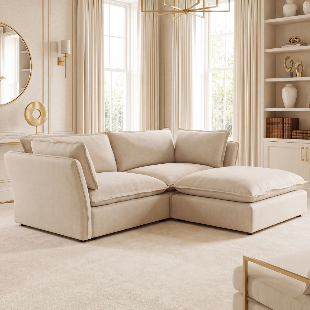 Mallow Coastal Weave 2 Seater Sofa with Storage Footstool