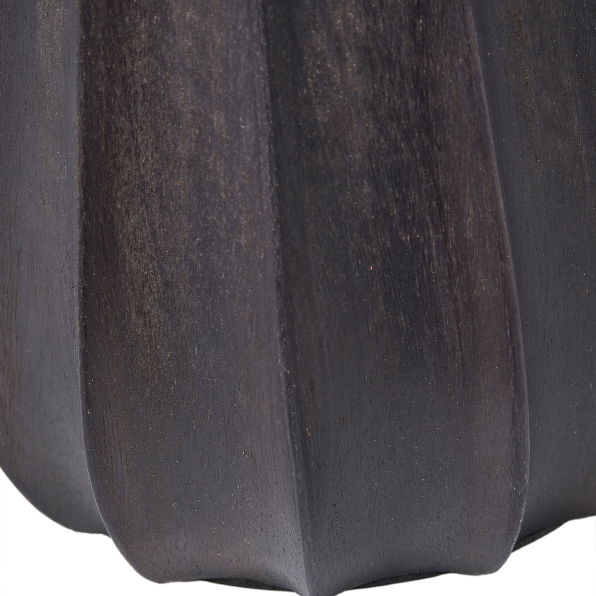 Kimpala Black Tall Textured Wooden Table Lamp with Cream Shade