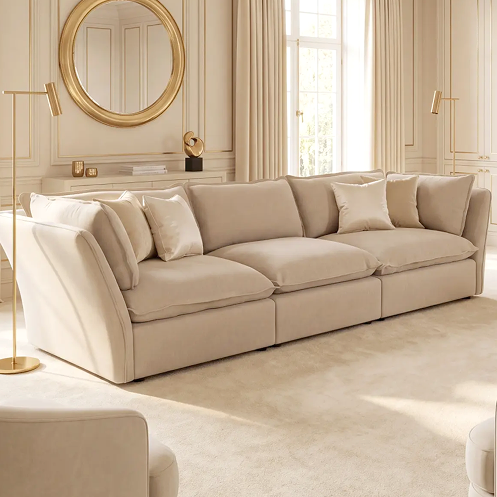 Mallow Coastal Weave Linen 3 Seater Sofa
