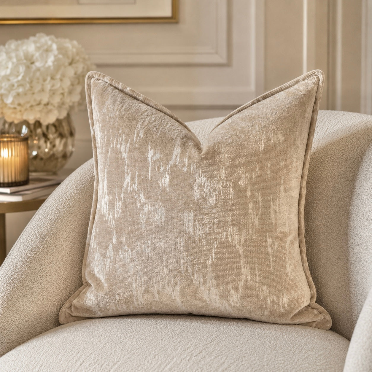 Katy Mink Chenille Patterned Feather Filled Cushion - 45x45cm