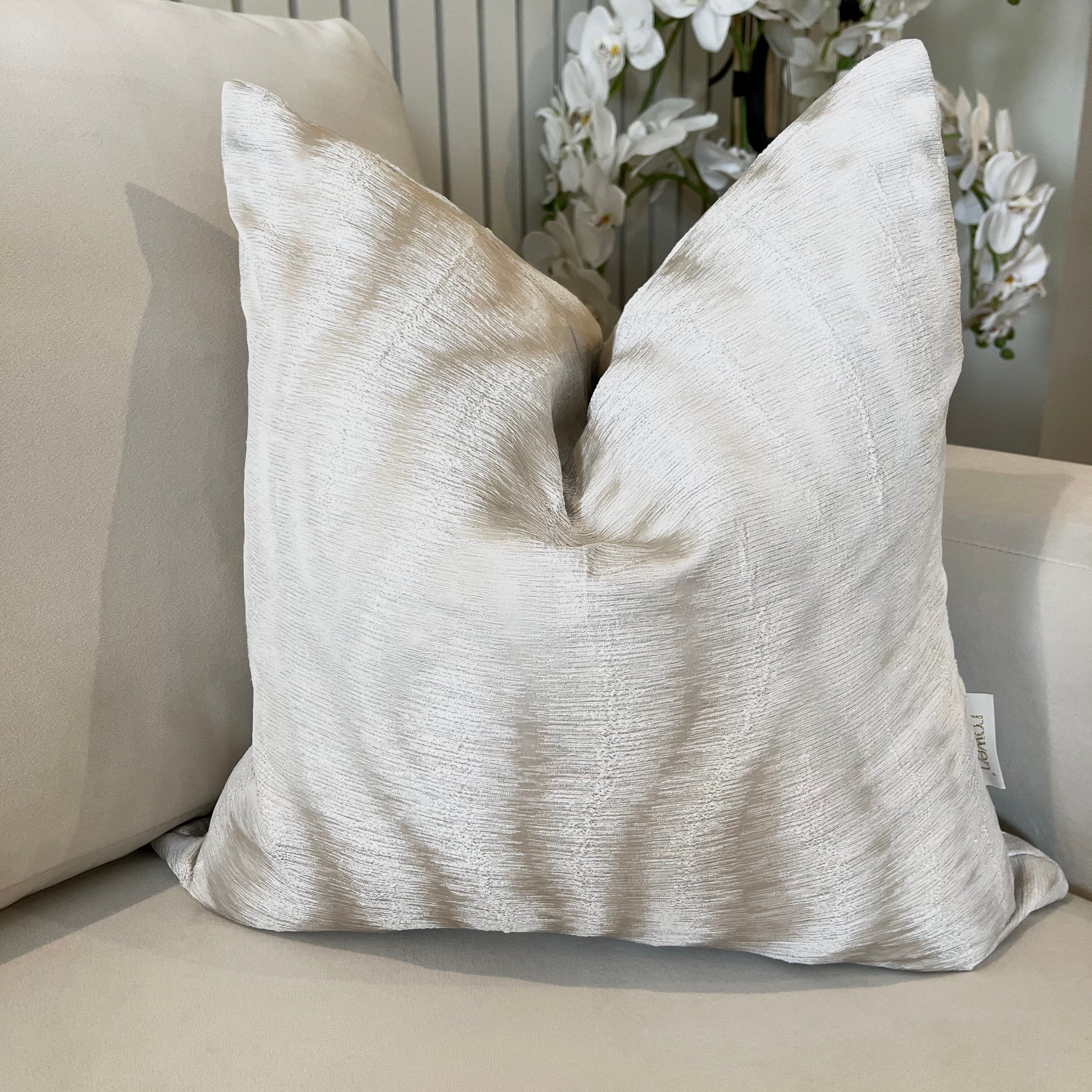 Kahlo Cream & Silver Metallic Cushion Cover - 50x50cm