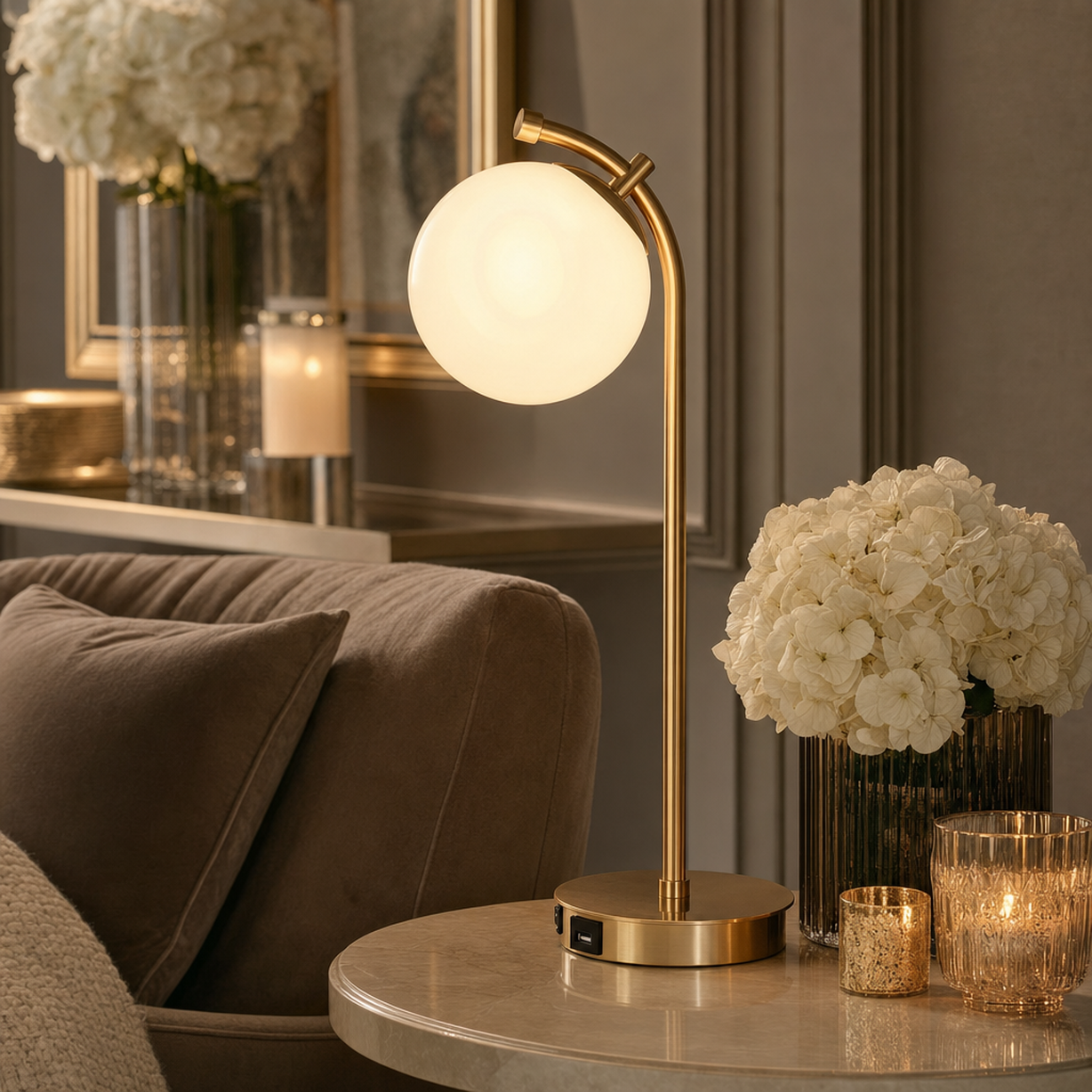 Poki Gold Orb Table Lamp