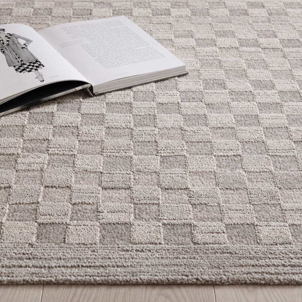 Pigalle Greige Checkerboard Rug