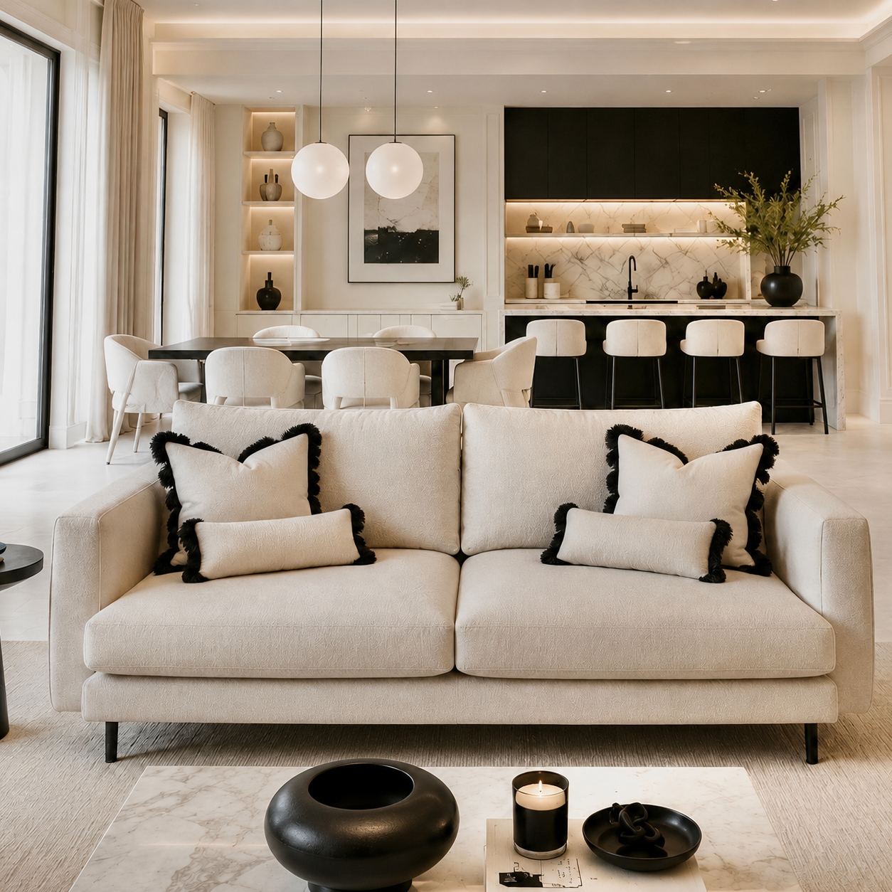 Cordelia Oatmeal Textured 4 Seater Sofa