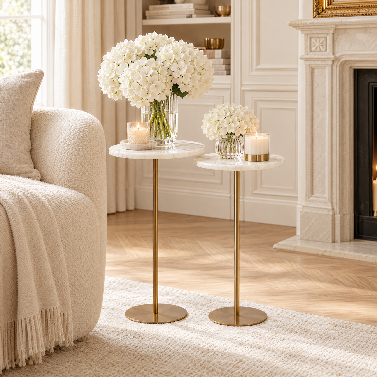 Lizia Cream & Gold Nesting Side Tables - Set of 2