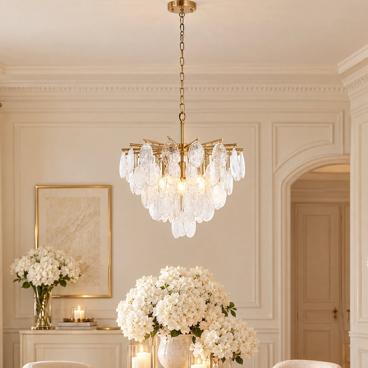 Ingrid Gold & Glass Droplet Pendant Ceiling Light