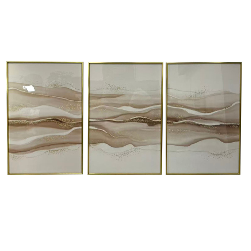 Laila Taupe & Gold Framed Wall Art - Set of 3