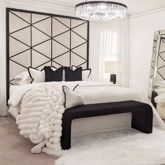 Vienna Cream & Black Premium Geometric Headboard