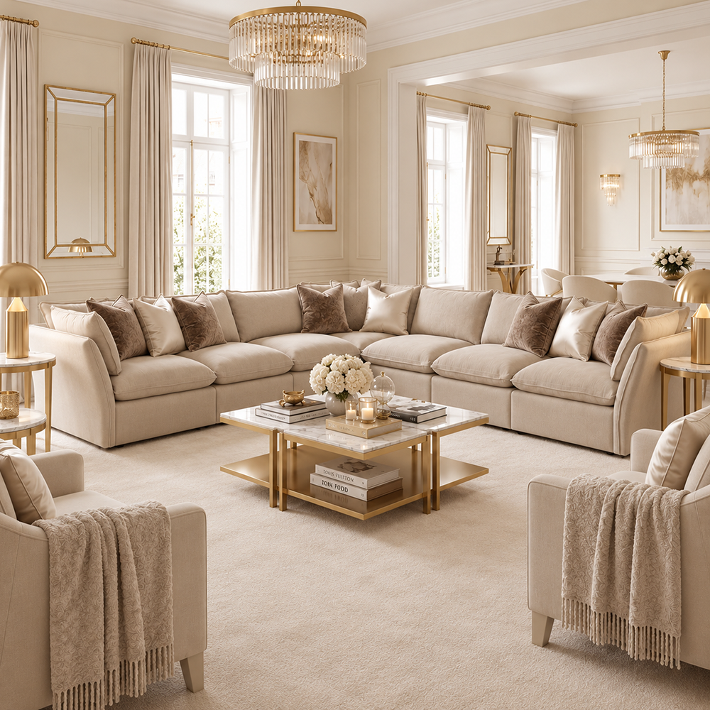 Mallow Coastal Weave Linen XL Corner Sofa