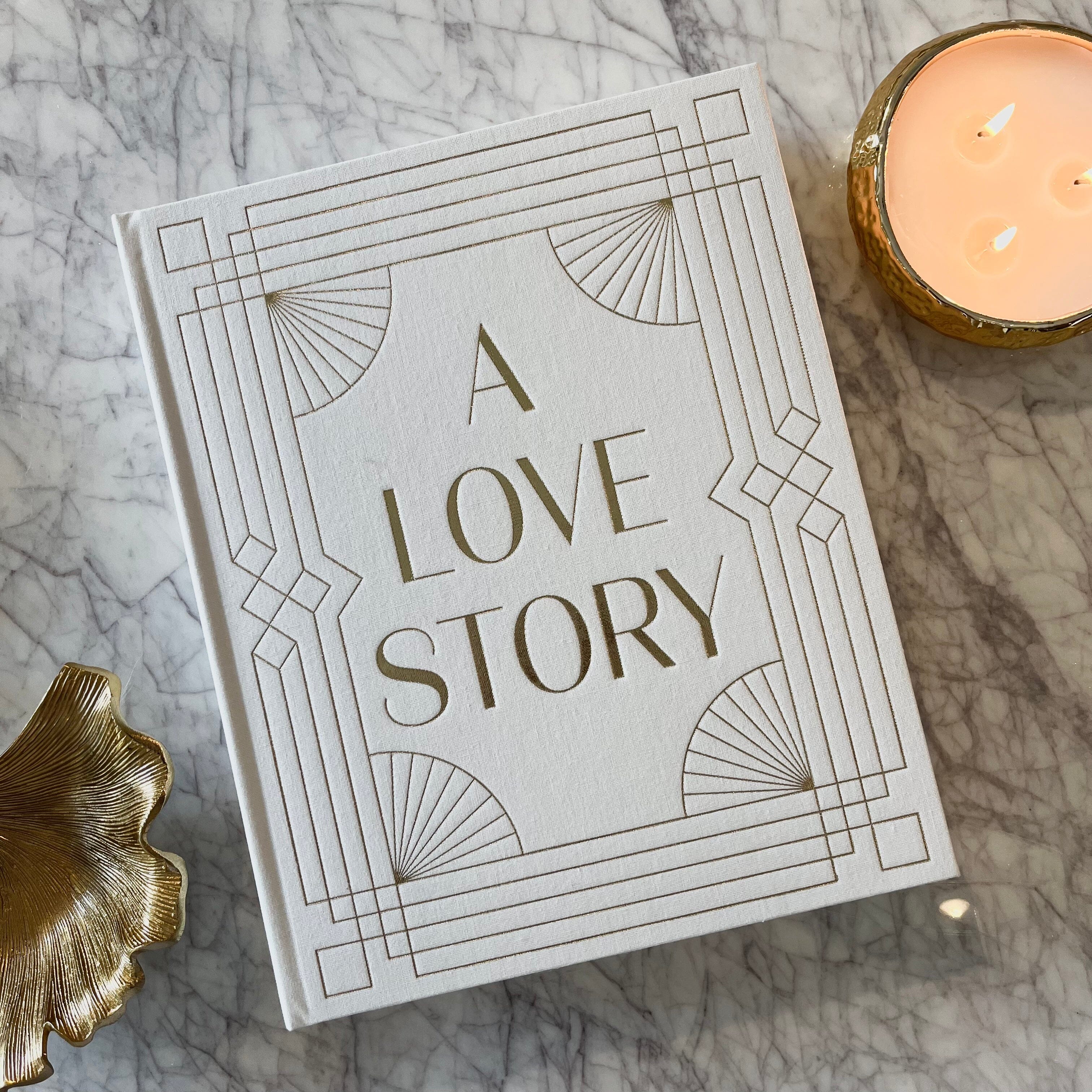 'A Love Story' Cream & Gold Luxury Wedding Photo Album Accessories