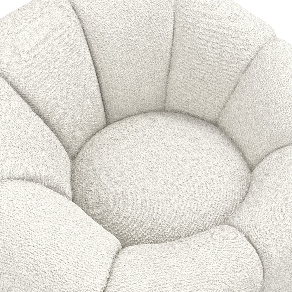 Abella Ivory Textured Fabric Swivel Chair Furniture