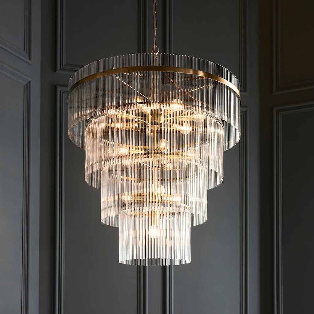 Abella Large Light Gold 16 Light Tiered Pendant Ceiling Light – Rowen Homes