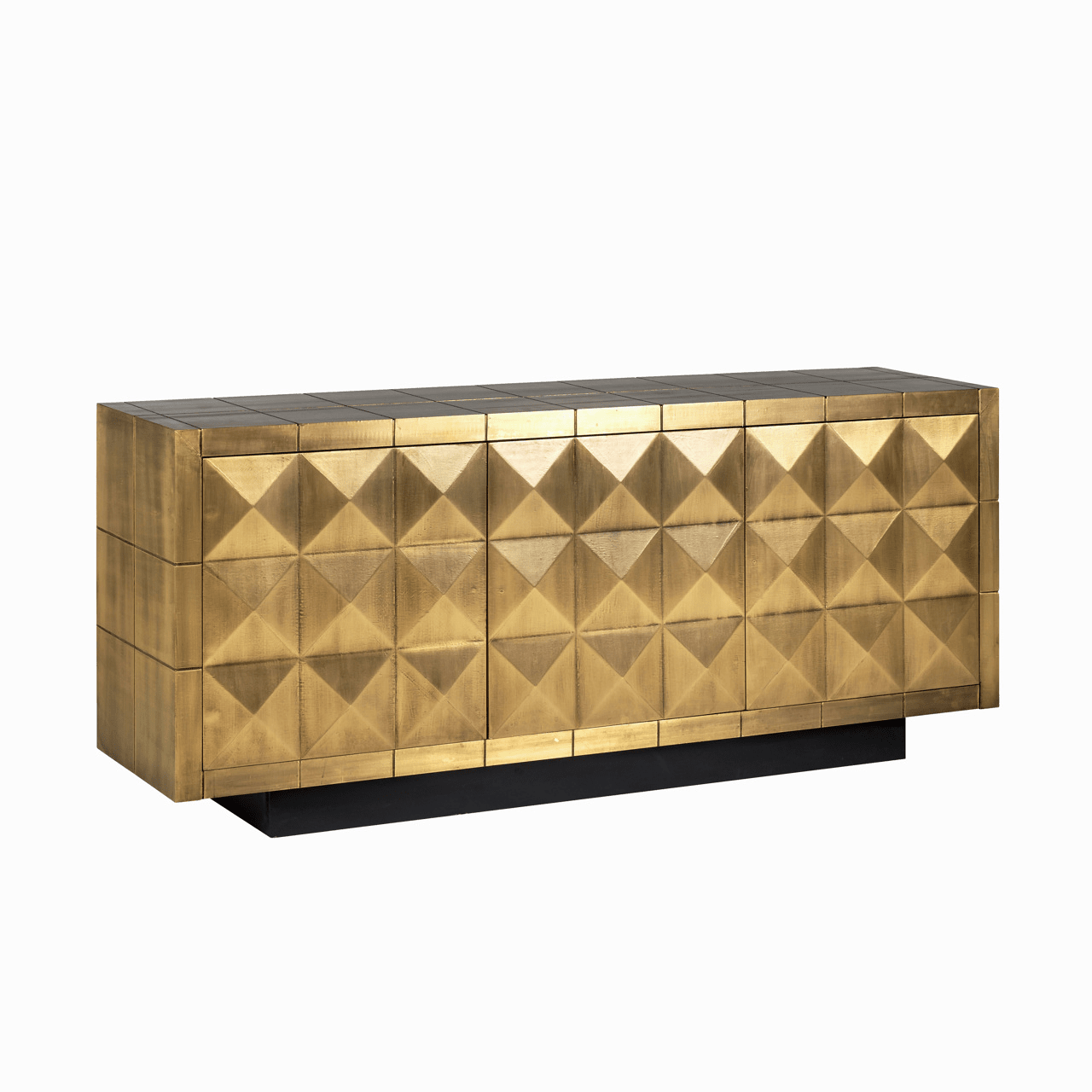 Abitha Luxury Brushed Gold 3 Door Sideboard Furniture