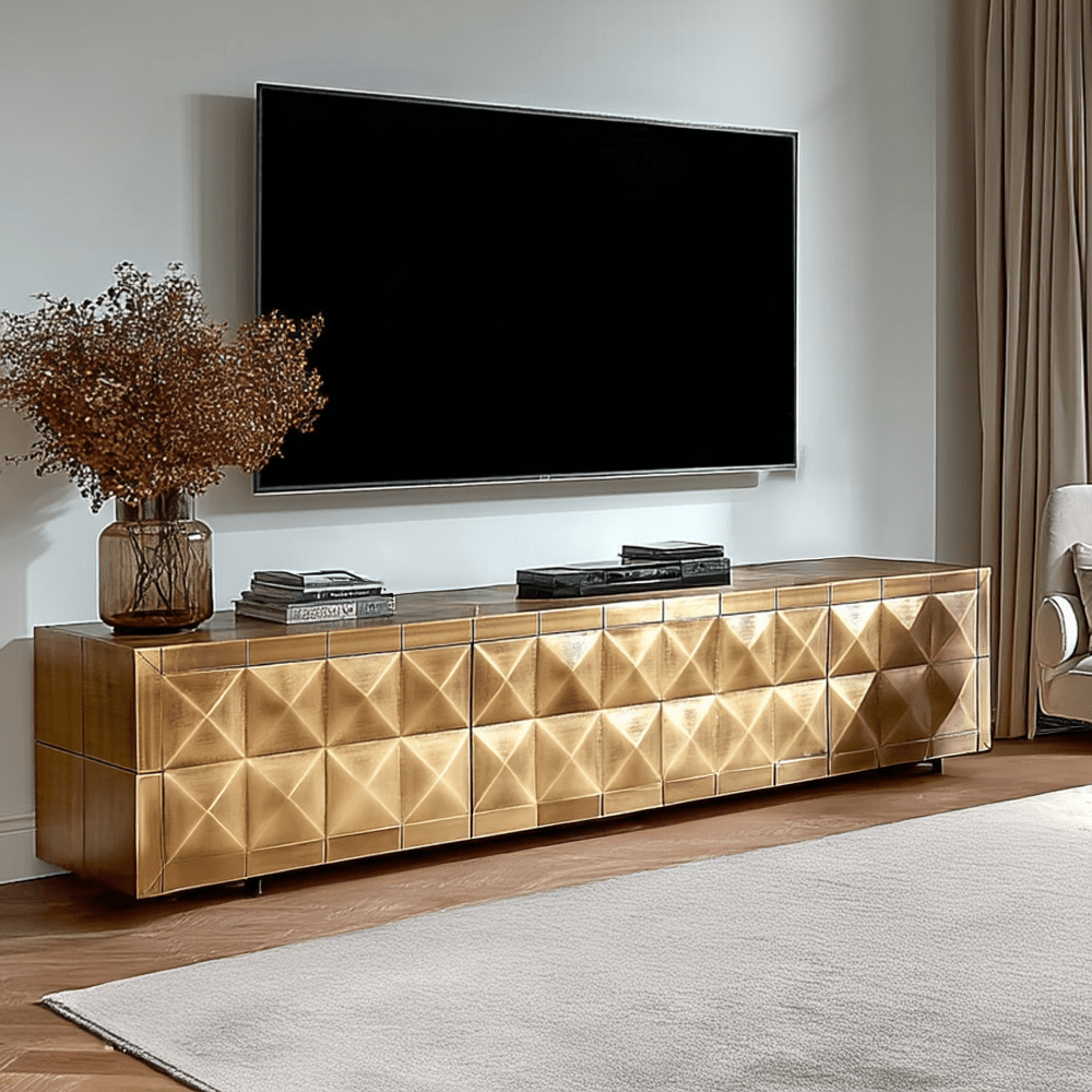 Abitha Luxury Brushed Gold 4 Door TV Unit Furniture