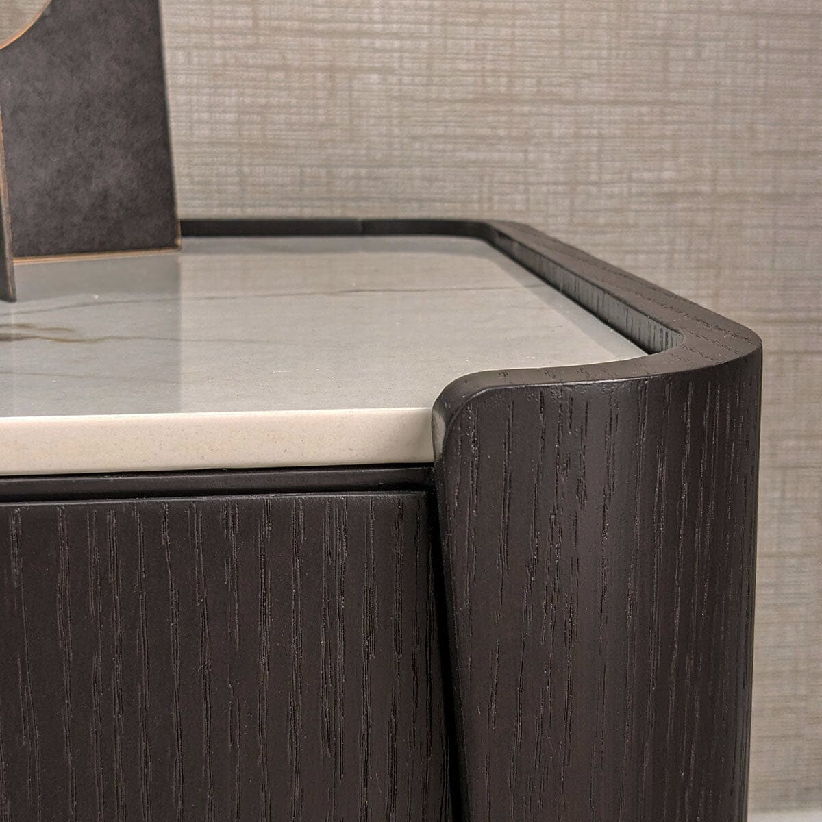 Adalynn Black Wooden 2 Drawer Bedside Table with Faux Marble Top Furniture