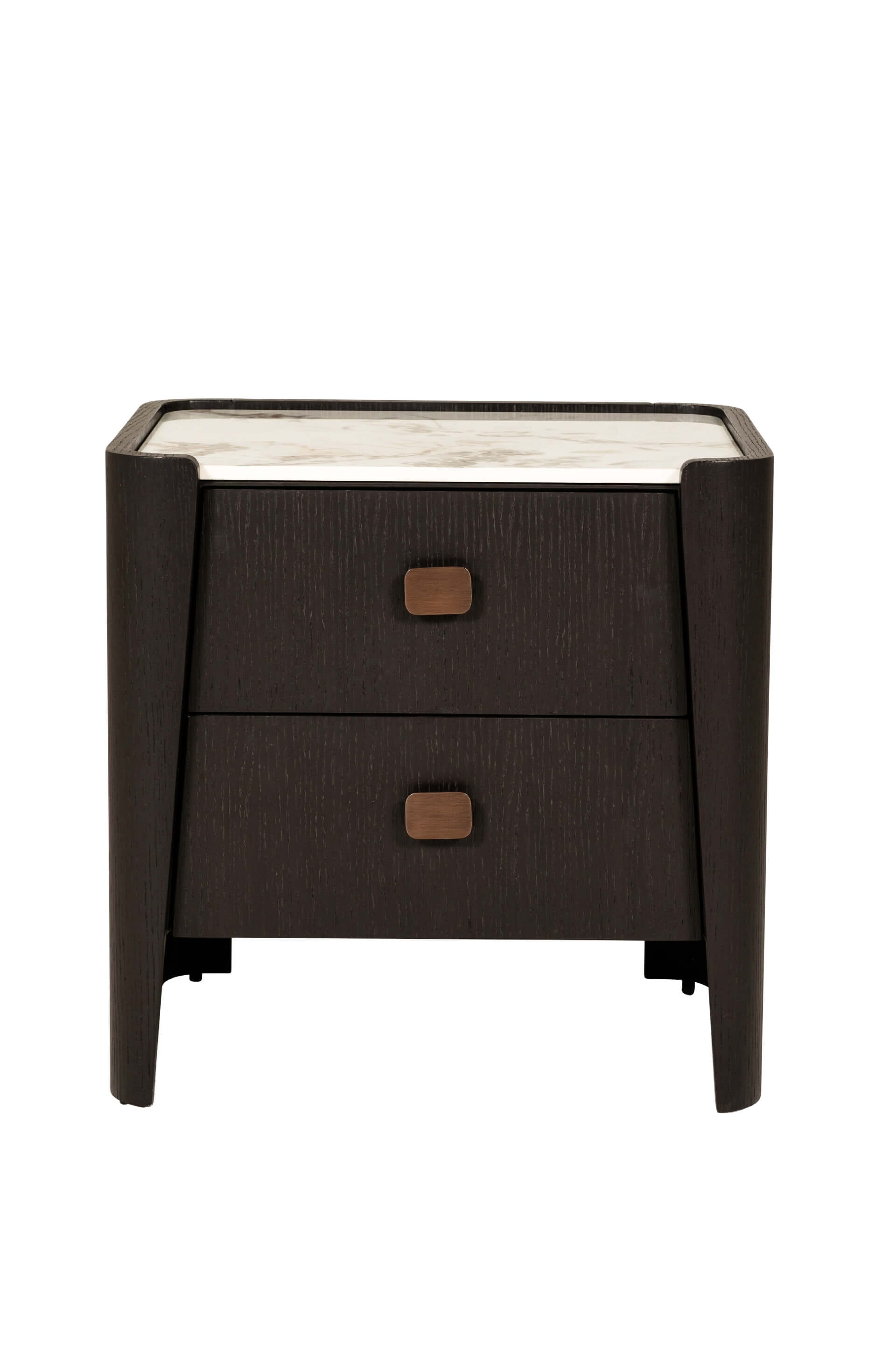 Adalynn Black Wooden 2 Drawer Bedside Table with Faux Marble Top Furniture