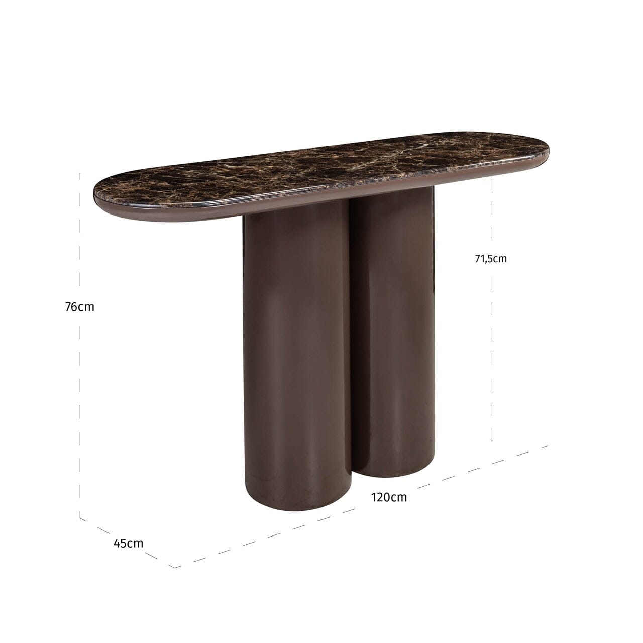 Adara Chocolate Console Table with Marble Top Furniture