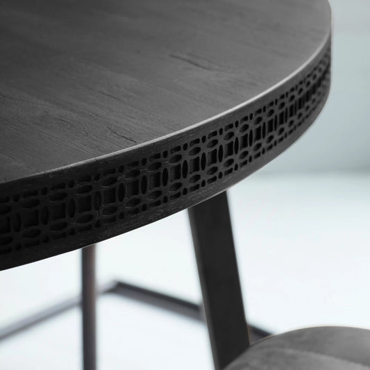 Adelyn Round Black Wooden Dining Table Furniture