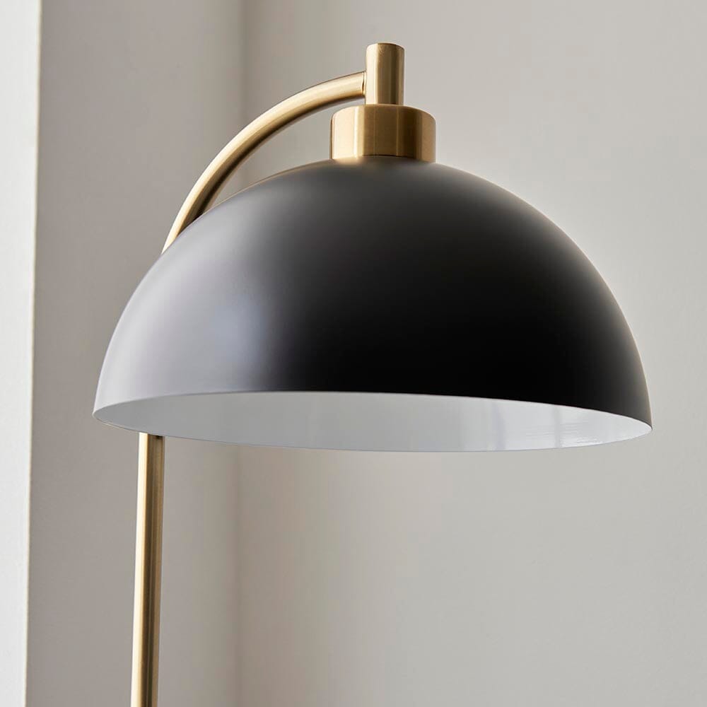 Aimee Black & Gold Task Floor Lamp with Marble Base Lighting