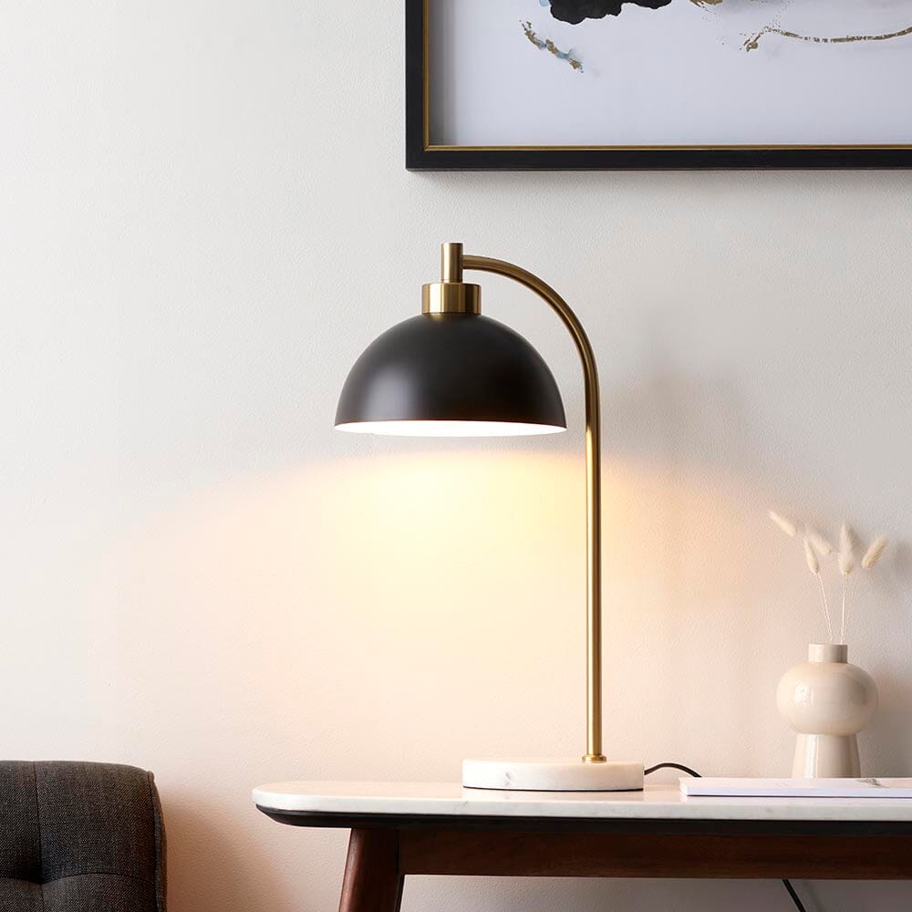 Aimee Black & Gold Task Table Lamp with Marble Base Lighting