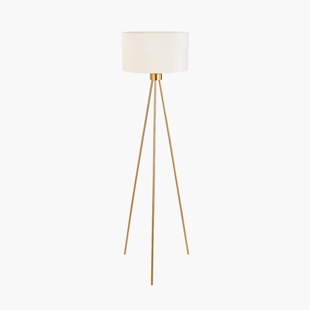 Akira Gold Tripod Floor Lamp with Ivory Shade Lighting
