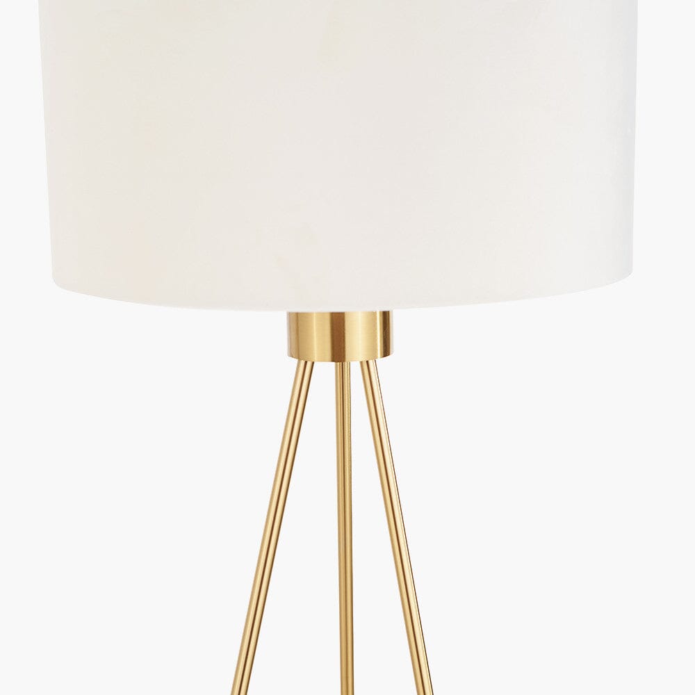 Akira Gold Tripod Floor Lamp with Ivory Shade Lighting
