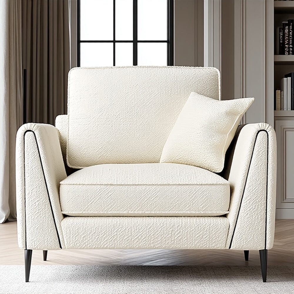 Alaina Cloud Bouclé Sofa Range with Black Legs Sofa Standard Armchair