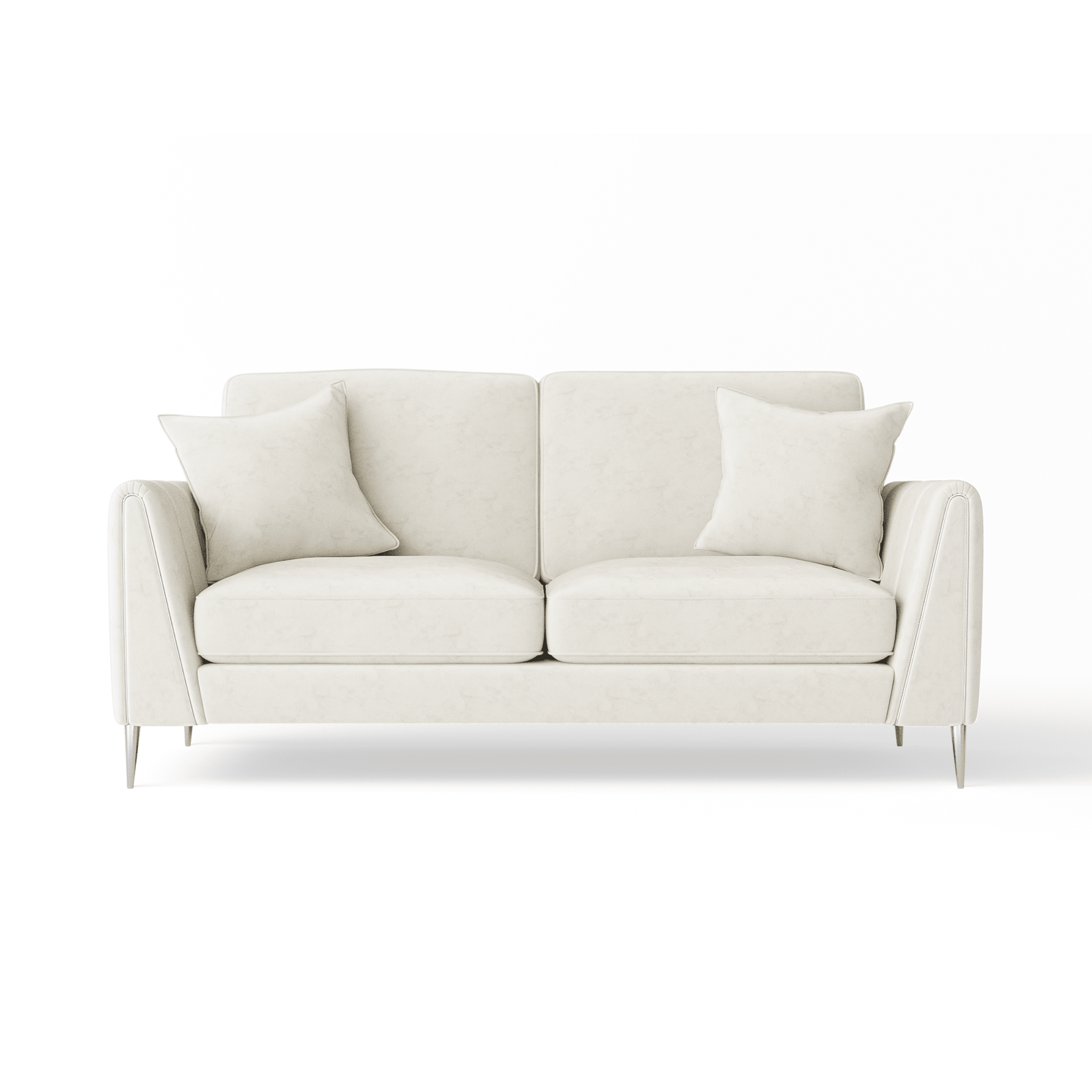 Alaina Cream Velvet 3 Seater Sofa with Silver Legs Sofa