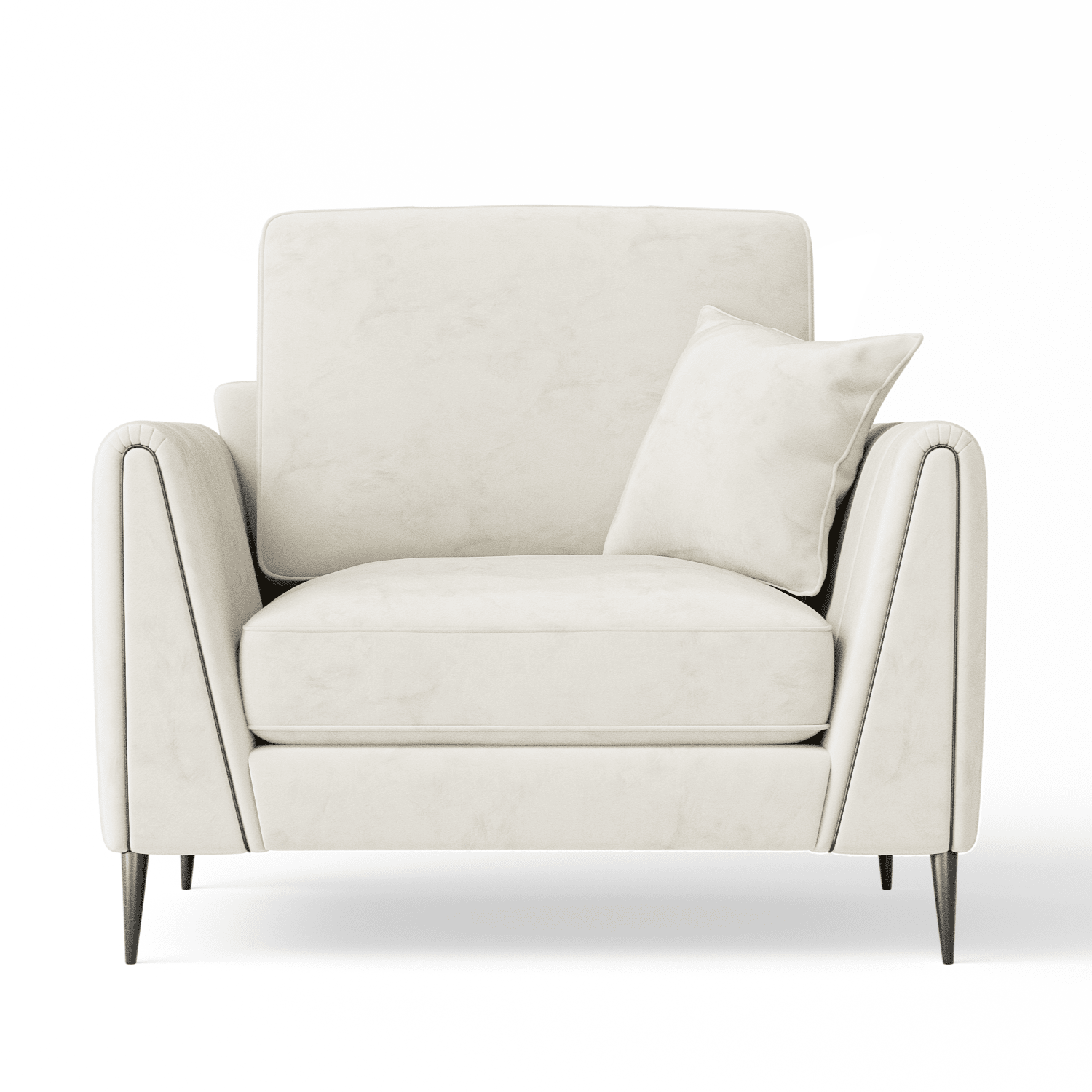 Alaina Cream Velvet Armchair with Black Legs Sofa
