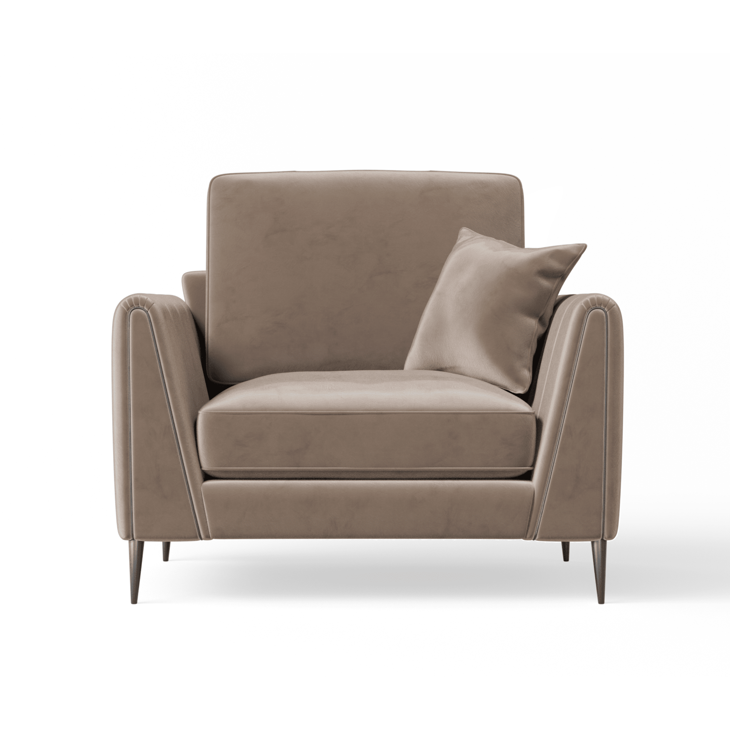 Alaina Mink Velvet Armchair with Black Legs Sofa