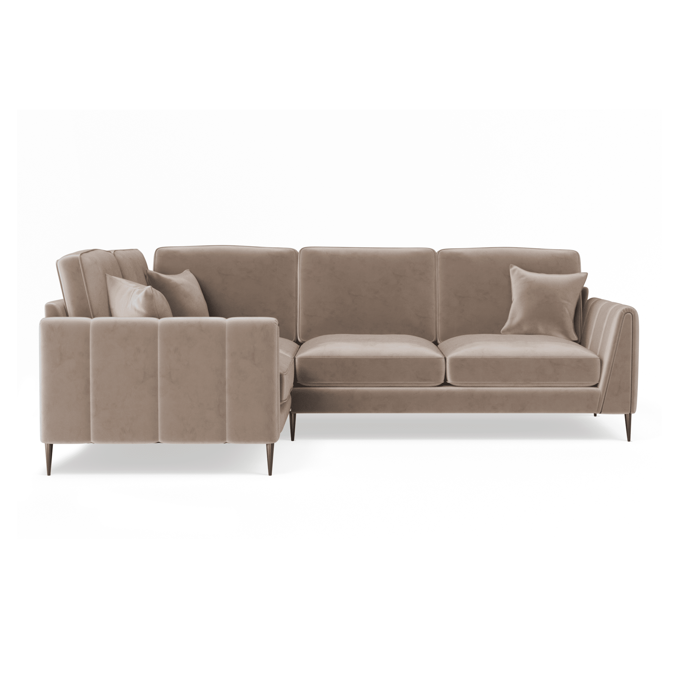 Alaina Mink Velvet Left Hand Facing Corner Sofa with Black Legs Sofa