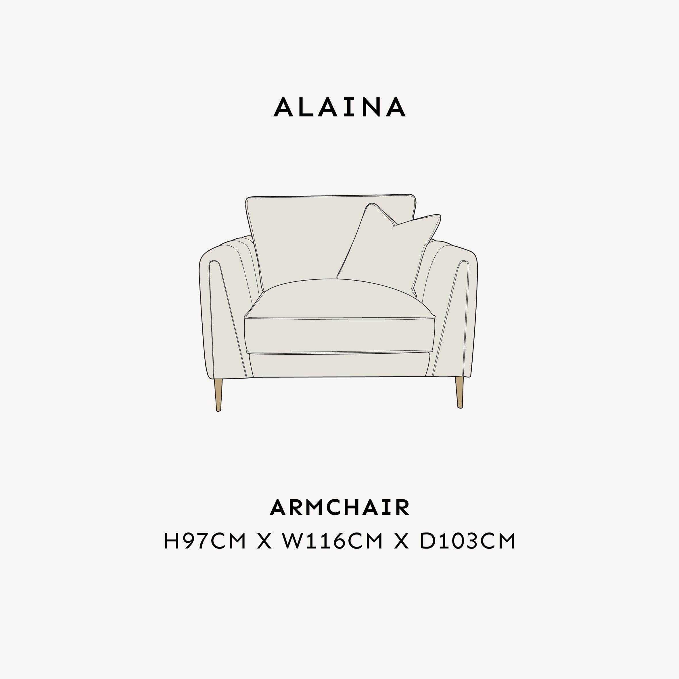 Alaina Cloud Bouclé Scatter Back Armchair with Gold Legs dimensions