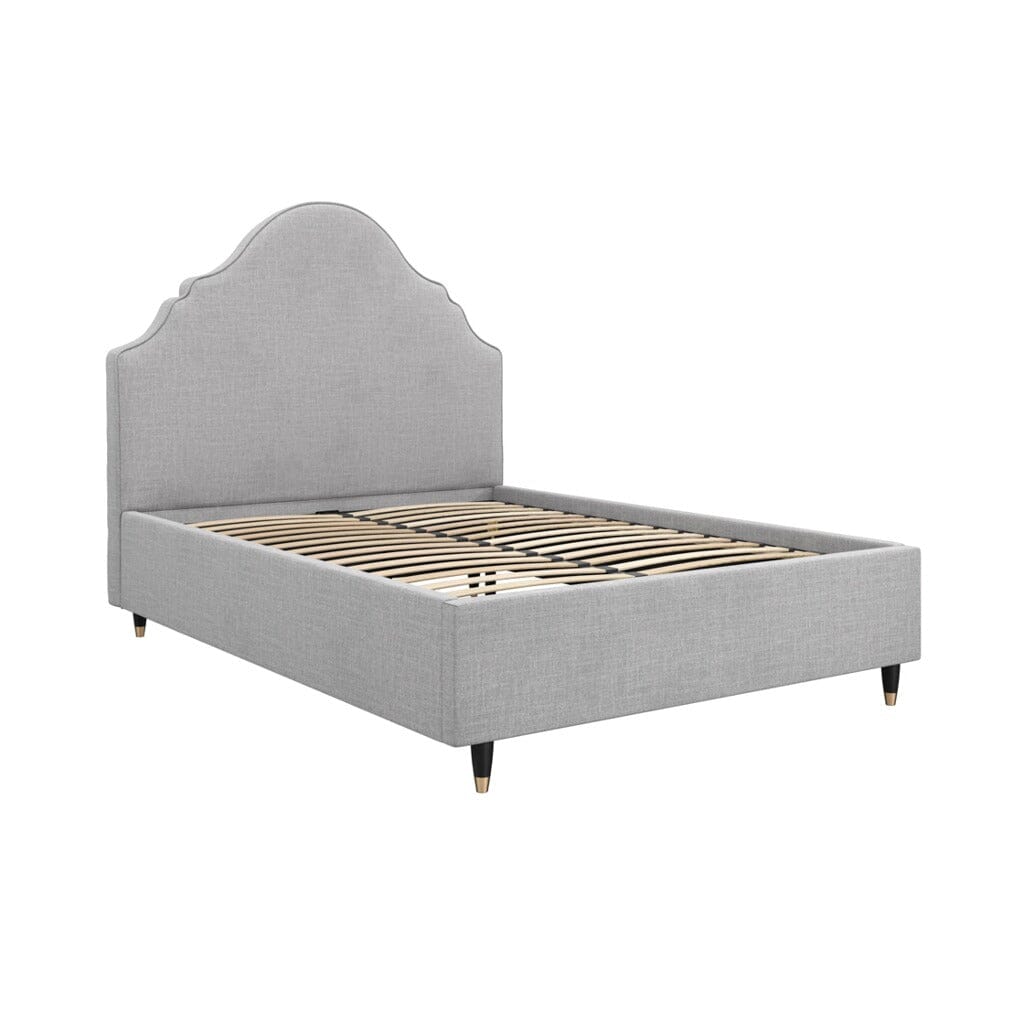 Albin Light Grey Ornate Headboard Bed