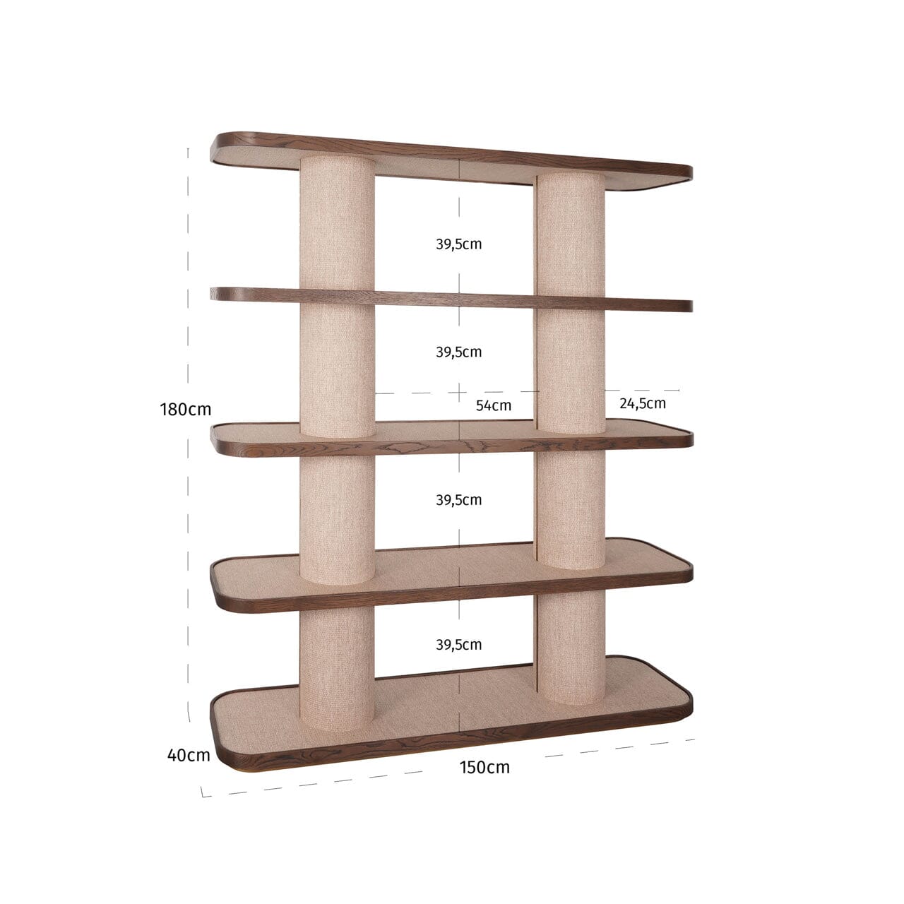 Alexandra Luxury Linen & Dark Brown Oak Open Shelving Unit Furniture