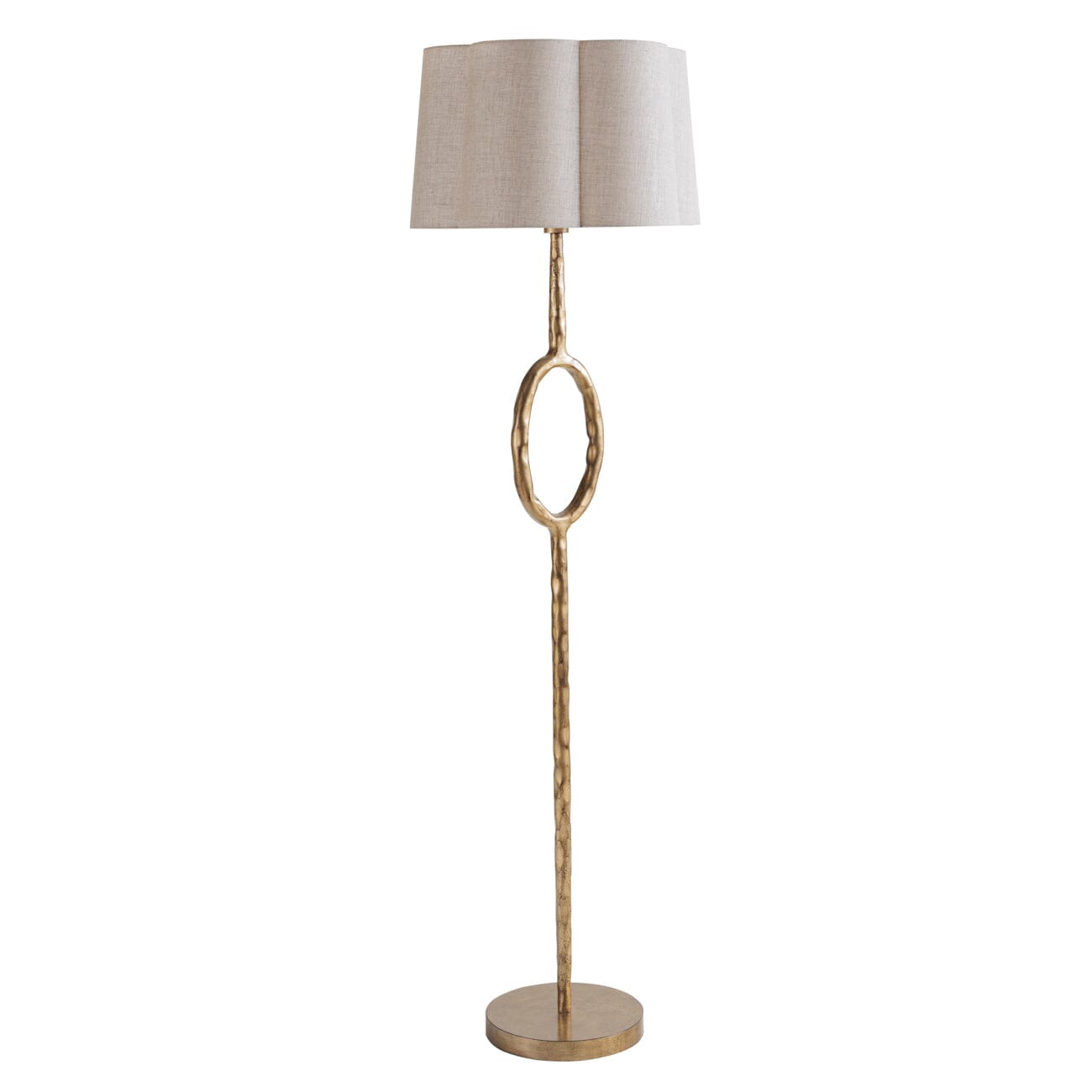 Alfie Gold Floor Lamp with Scalloped Linen Shade Lighting