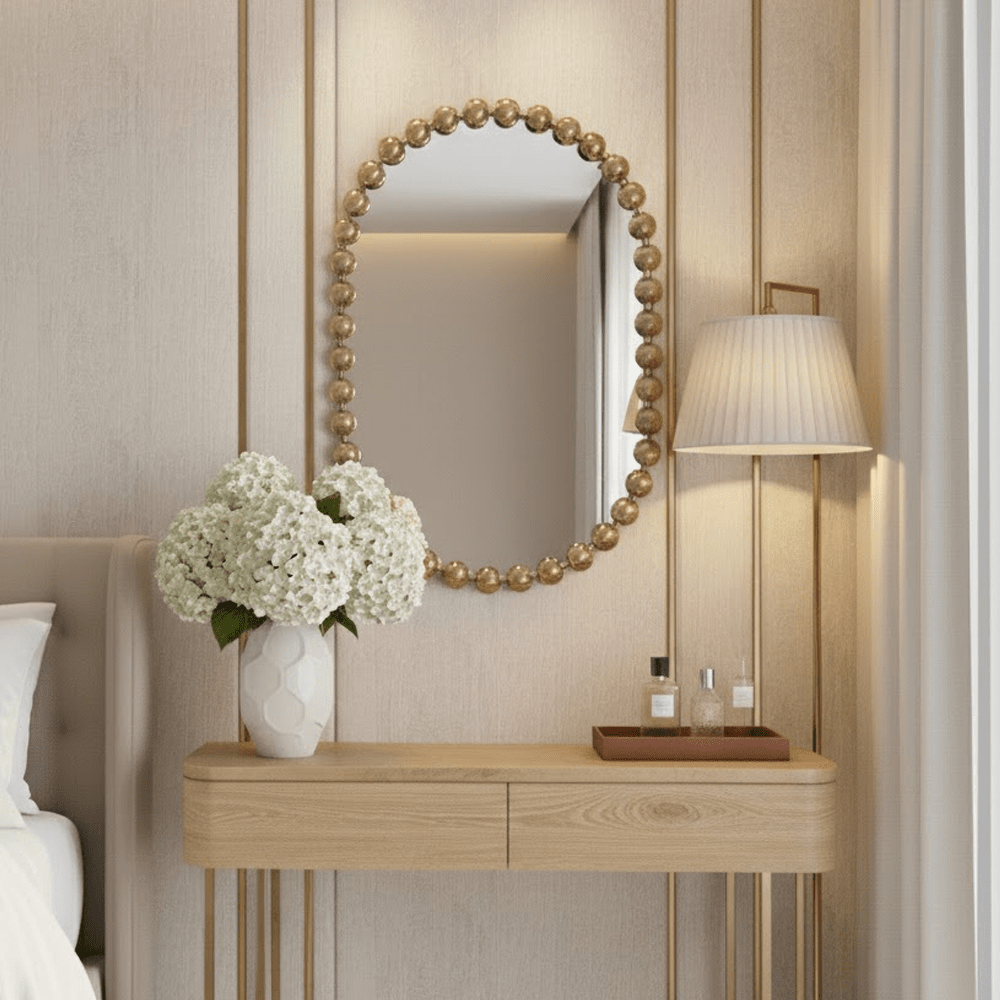 Allure Gold Oval Beaded Wall Mirror Accessories