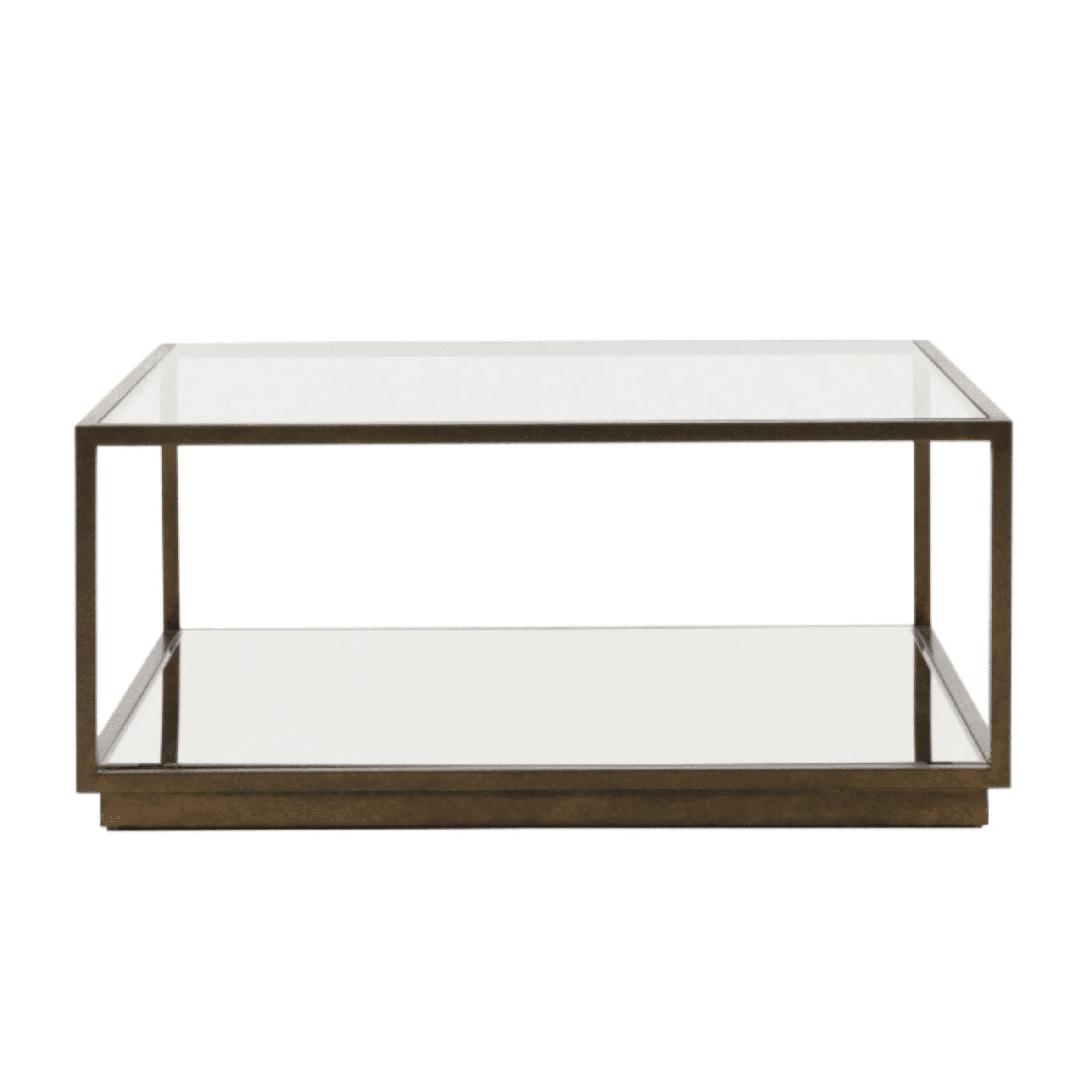 Alpha Bronze & Glass Coffee Table with Mirrored Shelf Furniture