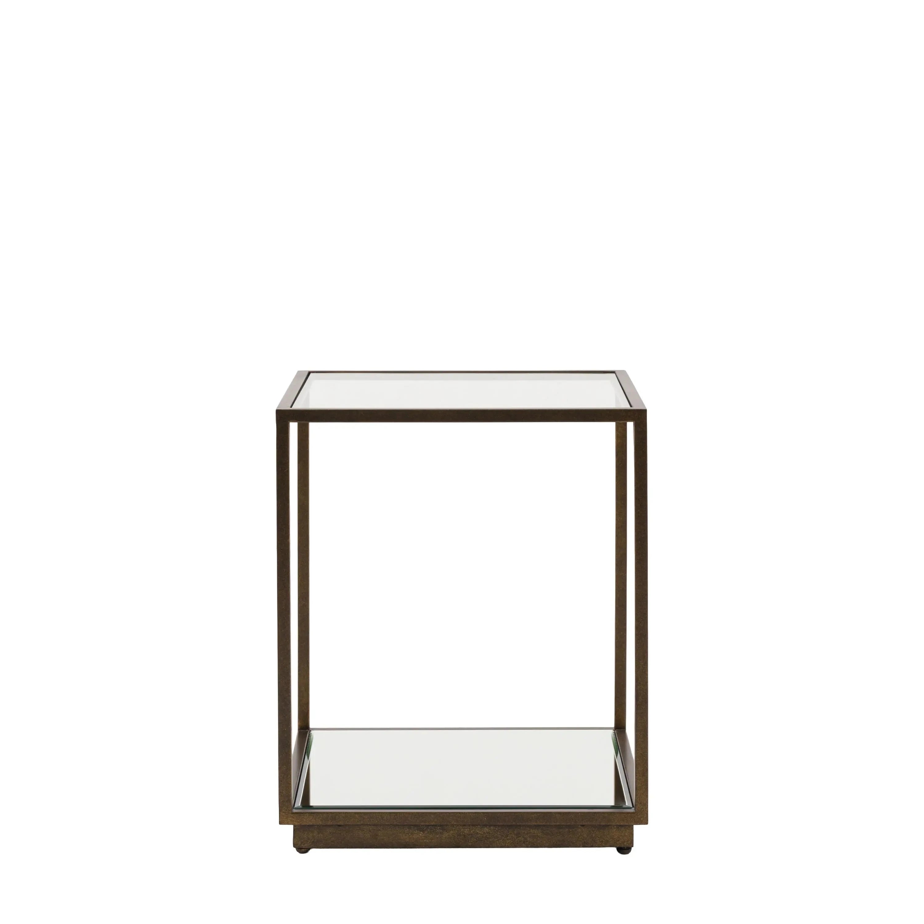 Alpha Bronze & Glass Side Table with Mirrored Shelf Furniture