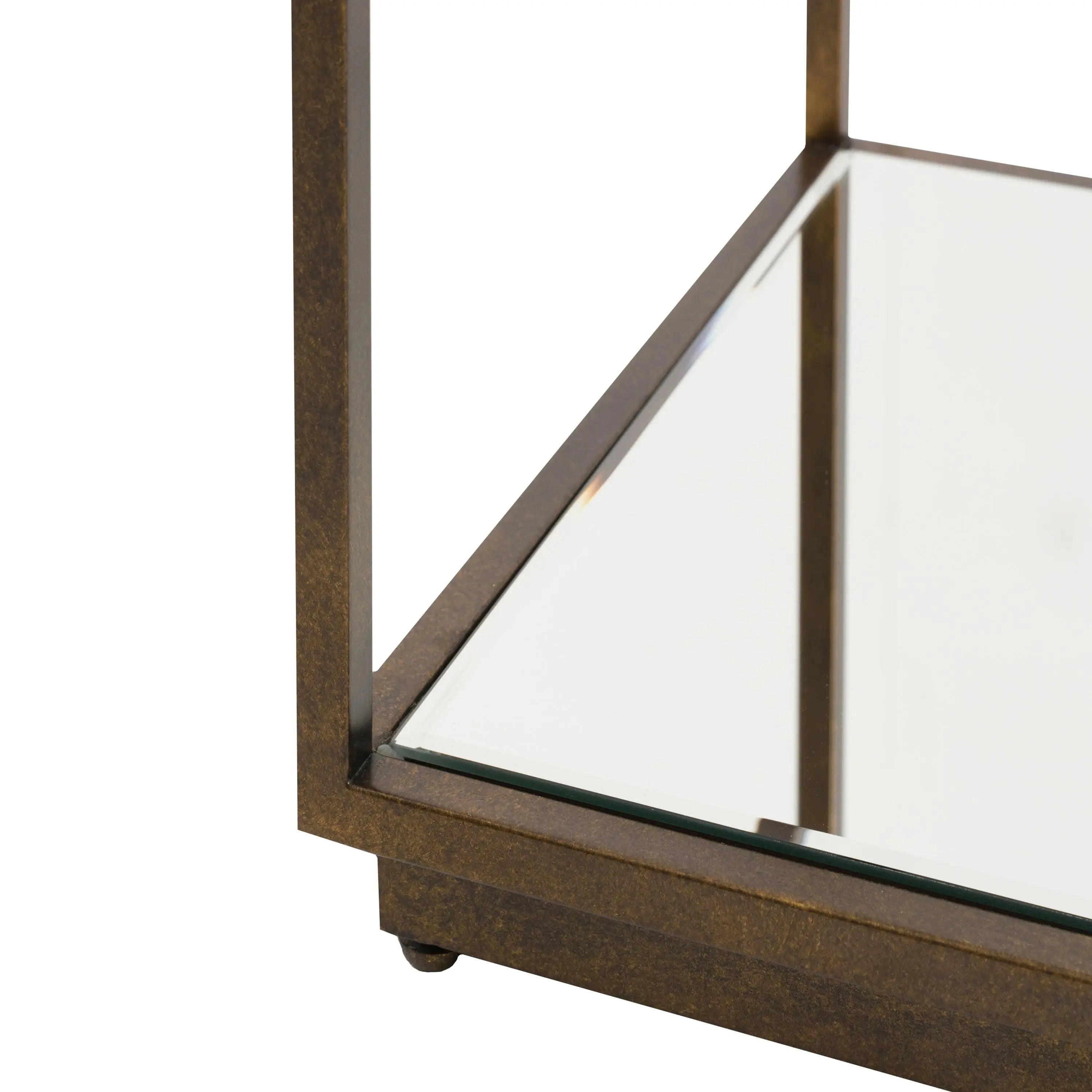 Alpha Bronze & Glass Side Table with Mirrored Shelf Furniture