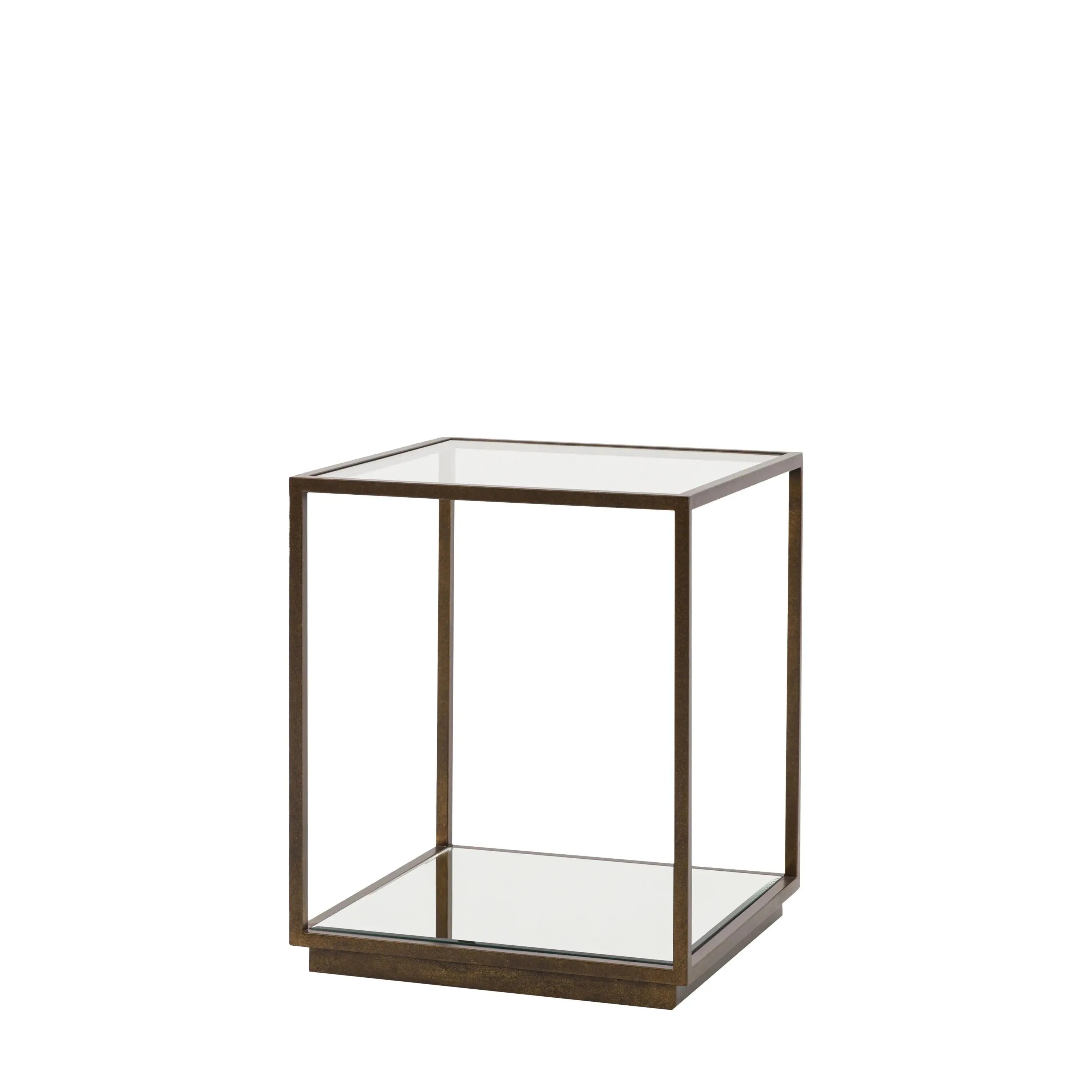 Alpha Bronze & Glass Side Table with Mirrored Shelf Furniture