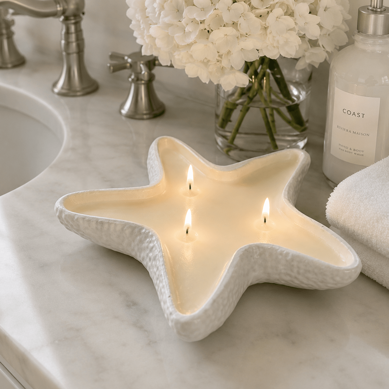 Althea White Starfish 3 Wick Candle Fragrance