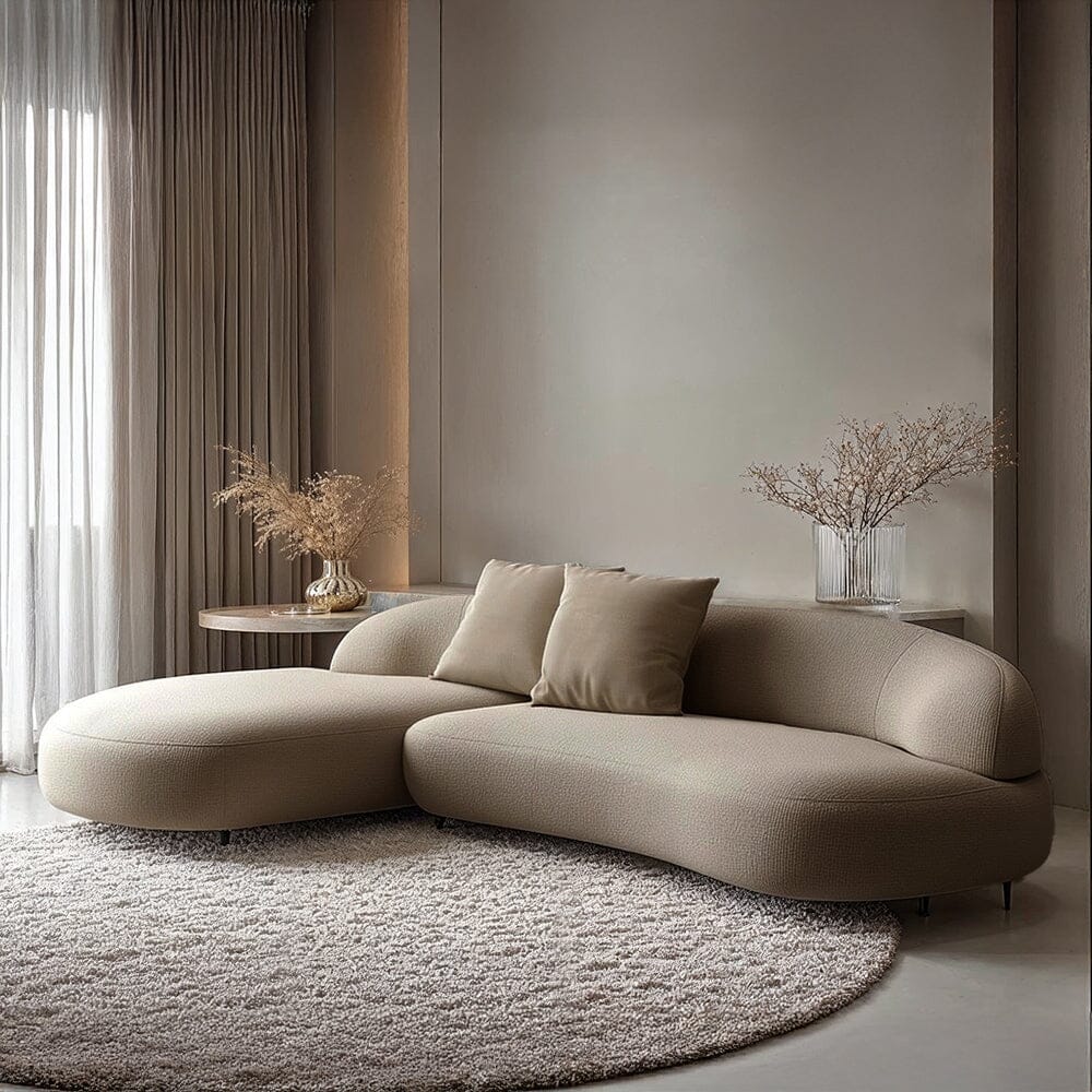 Alva Taupe Curved Left Hand Facing Chaise End Sofa Sofa