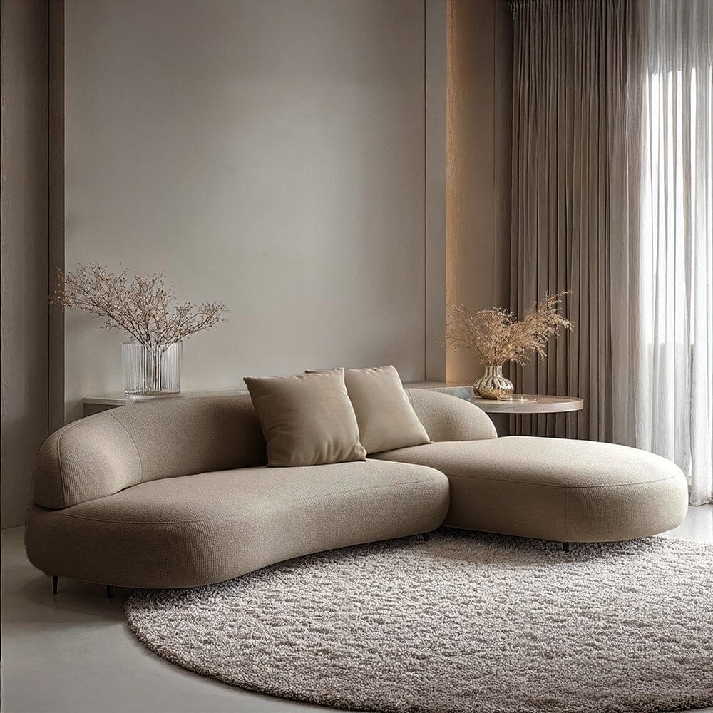 Alva Taupe Curved Right Hand Facing Chaise End Sofa Sofa