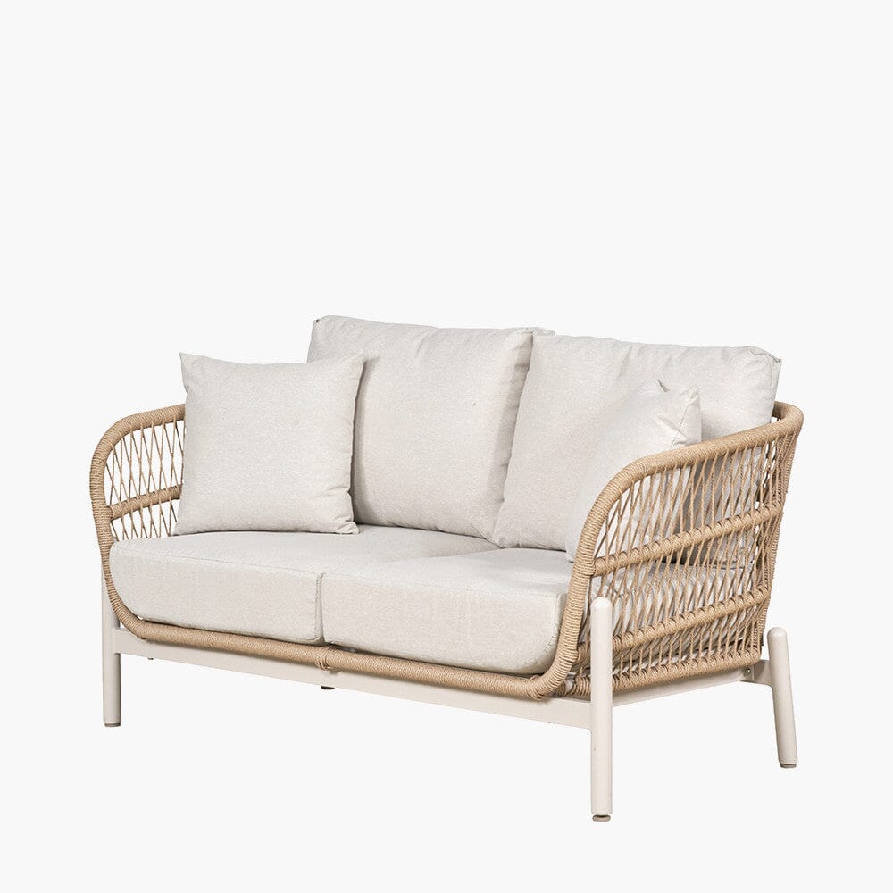Amalfi Outdoor Cream & Natural Rope Weave 2 Seater Sofa Outdoor