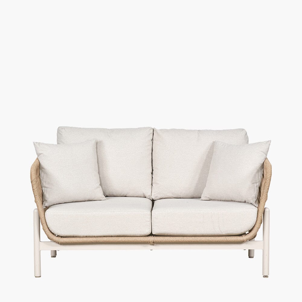 Amalfi Outdoor Cream & Natural Rope Weave 2 Seater Sofa Outdoor
