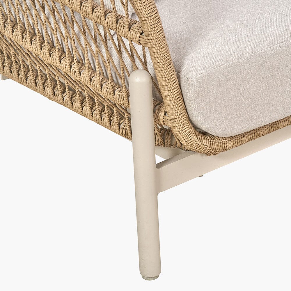 Amalfi Outdoor Cream & Natural Rope Weave Corner Seating Set Outdoor