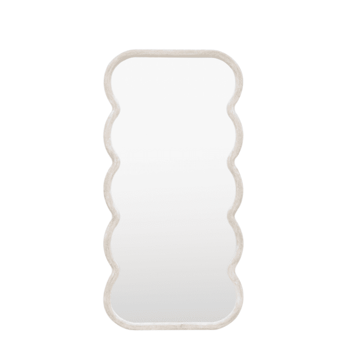 Amina Floor Standing White Concrete Effect Wave Effect Mirror Accessories